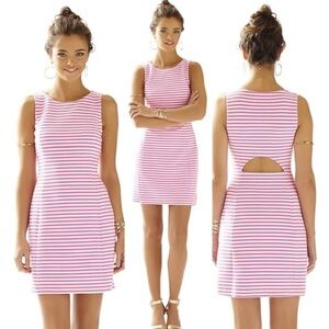 Lilly Pulitzer Pink and White Stripe Sleeveless A-Line Dress